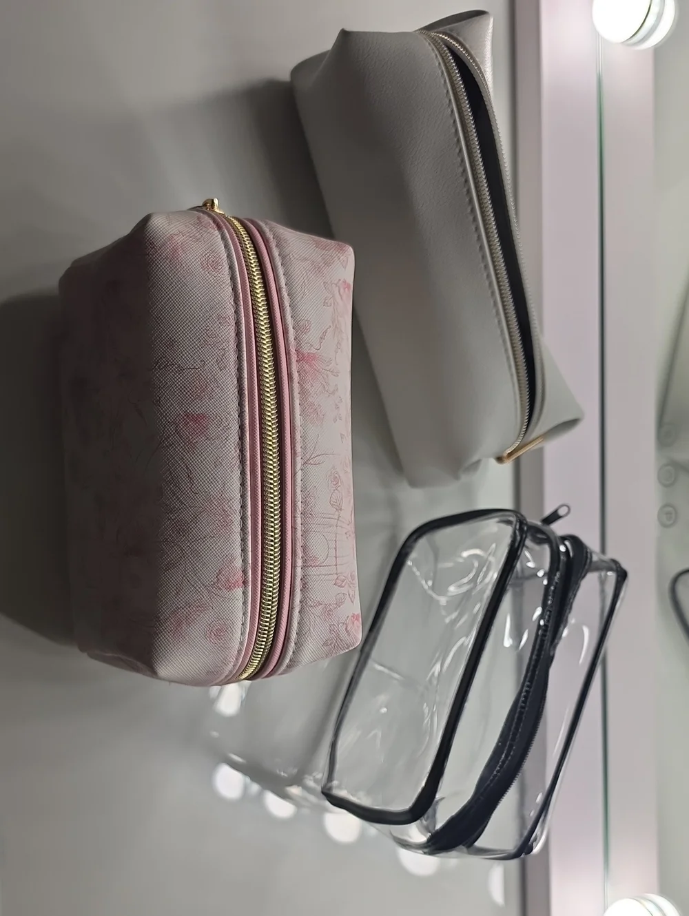 Pink Floral Travel Cosmetic Pouch